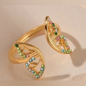 Elegant Gold Butterfly Ring with Multicolor Accents